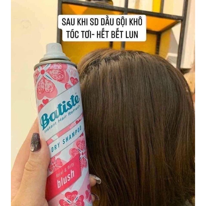 [Hiệu Quả] Dầu gội khô Batiste Dry Shampoo -  xịt gội khô Batiste, xịt gội đầu khô, tóc mượt bồng bềnh, chống bết da dầu