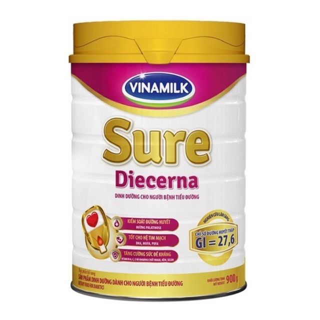 Sữa Bột Vinamilk Sure Diecerna - Hộp thiếc 900g