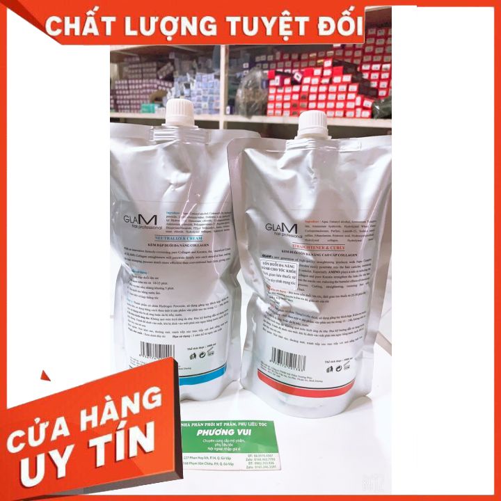 Bộ Kem Uốn Duỗi Tóc Kỹ Thuật Số GLAM Siêu Bóng ,Siêu Xoăn 1000ml x2- BỘ UẤN DUỖI ĐA NĂNG-TIỆN LỢI KHÔNG KHÔ TÓC KHÔNG HÔ