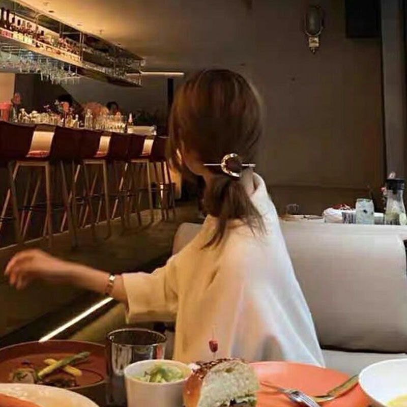 Kẹp tóc kim loại kiểu hình học đơn giản phong cách Hàn Quốc thời trang dành cho nữ