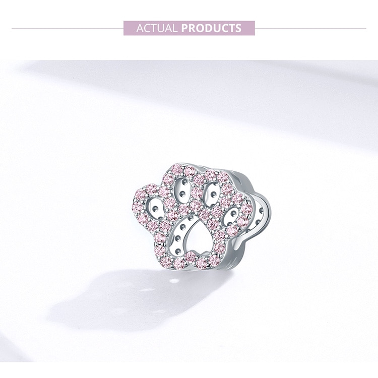 Mặt Dây Chuyền Bamoer Bạc 925 Hình Dấu Chân Mèo Xinh Xắn