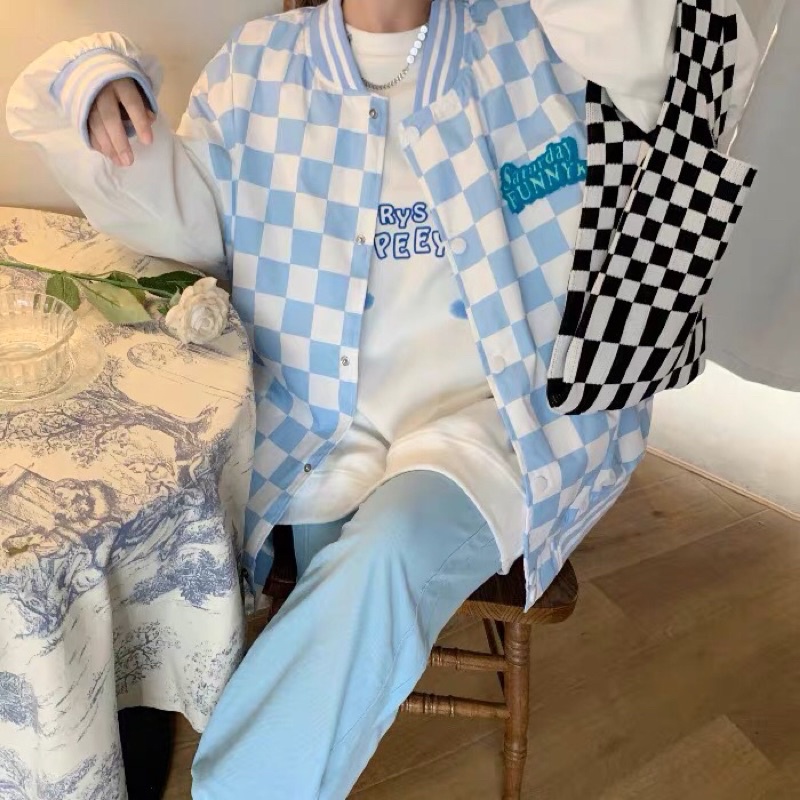 Áo bomber phối caro oder Taobao