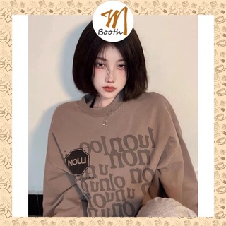 M Booth -  Áo Sweater Nỉ Unisex  Dáng Rộng  In Chữ dưới 75kg - Áo Thun Nữ Dài Tay G078