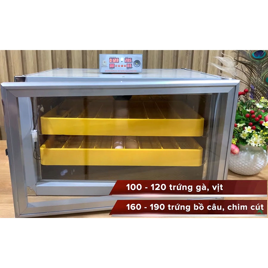 Máy Ấp Trứng Ánh Dương E100 - Tủ Tôn 3 Lớp - 2 Khay Nhựa Đảo Lăn Đa Năng - Phiên Bản Cao Cấp