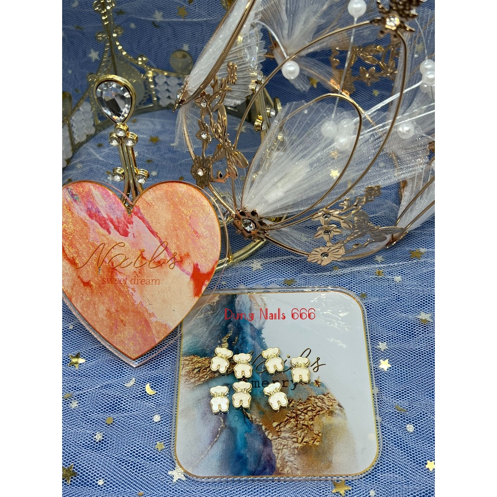 charm gấu trang trí nail