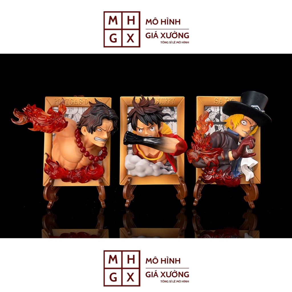 (Siêu Đẹp) Mô Hình khung ảnh 3D  Luffy ACE Sabo tặng kèm ( 1 Miếng dán Nam Châm + 1 giá kê + 1 miếng dán 3M) One Piece