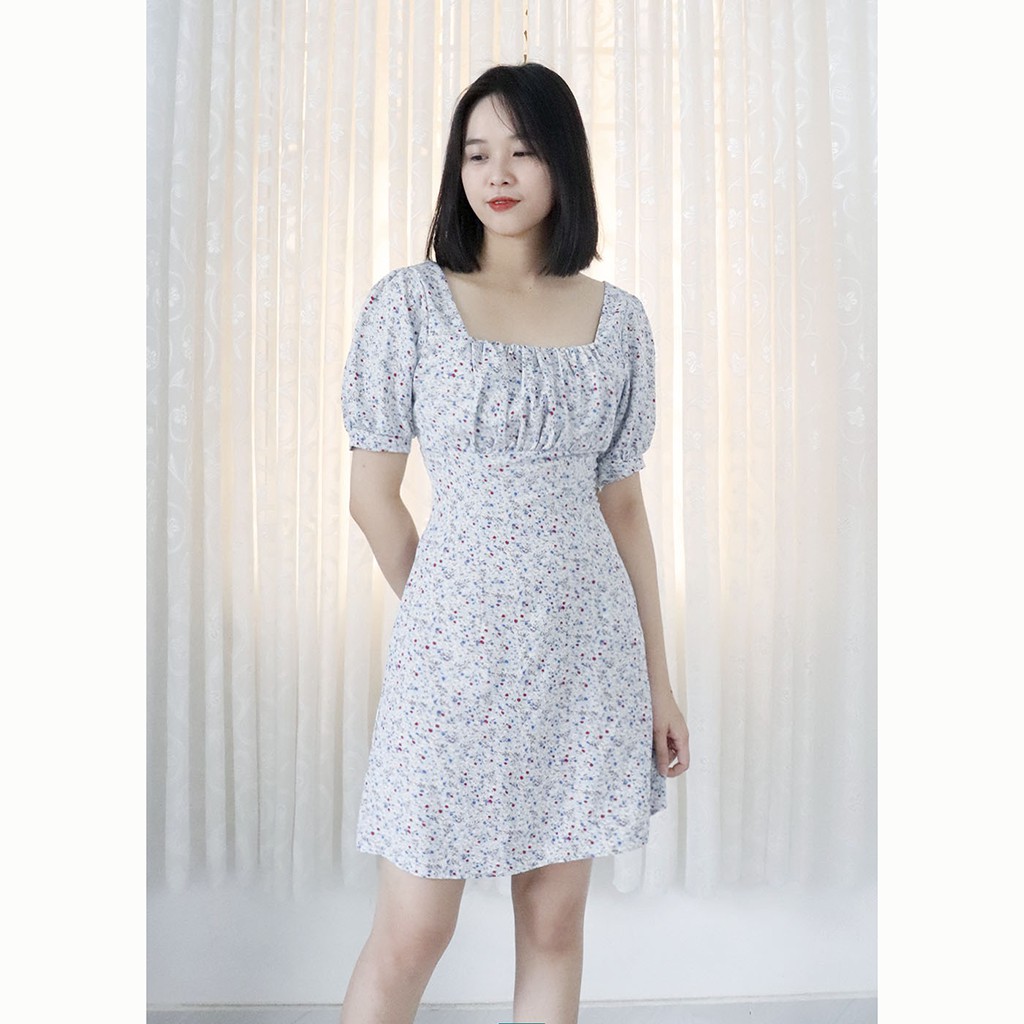 Váy hoa nhí cổ vuông tay phồng dễ thương RD005 | BigBuy360 - bigbuy360.vn