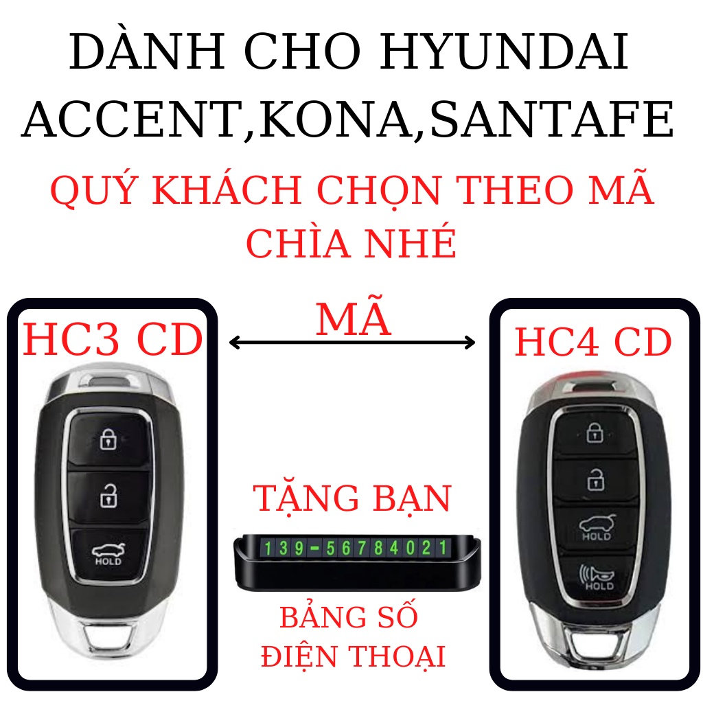 Bao Da Chìa Khóa Hyundai  Accent,Hyundai Santafe,Hyundai Kona (HCM Móc D)