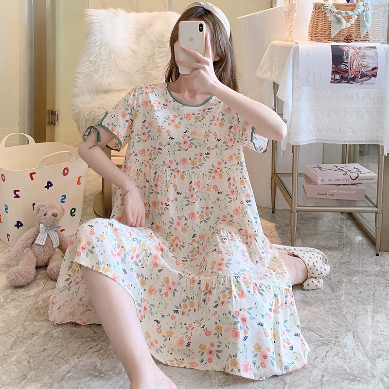 Váy mặc nhà, váy bầu lanh lụa siêu mềm mát, freesize rộng rãi