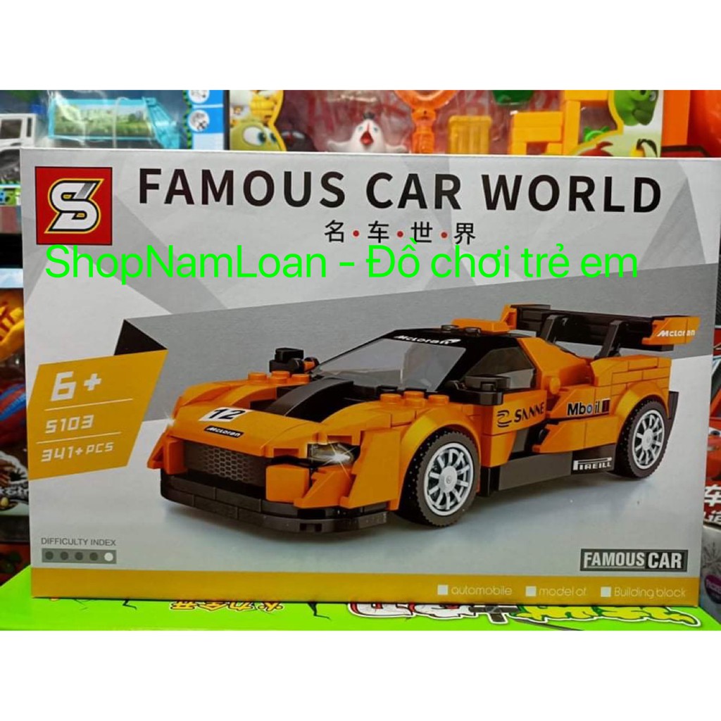 5103 FAMOUS CAR WORLD - đồ chơi xếp hình lắp ghép xe đua nổi tiếng thế giới - có 341 chi tiết