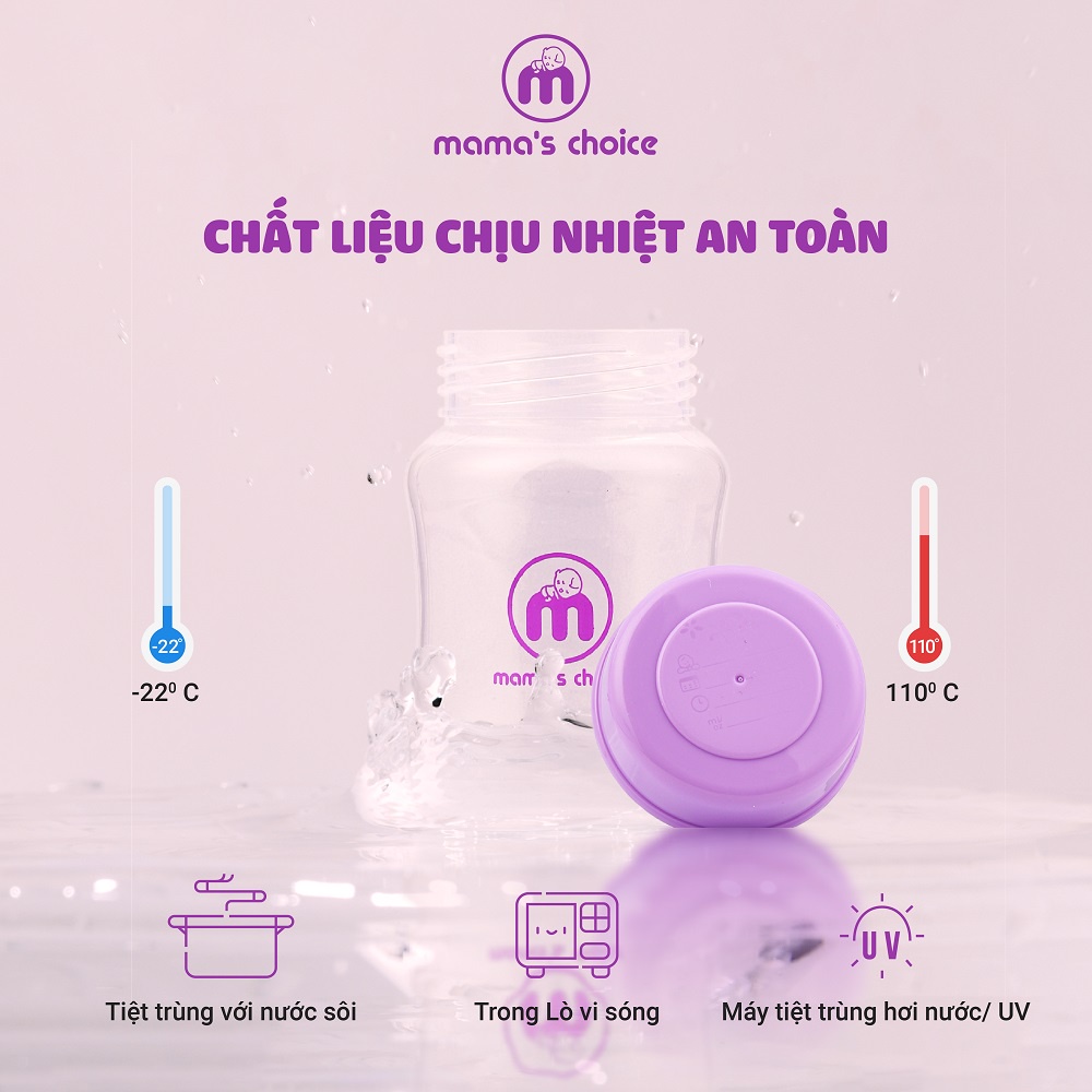 Bình Trữ Sữa Mama's Choice 180ml, Bình Đựng Sữa Mẹ Tương Thích Các Loại Máy Hút Sữa Cổ Rộng Spectra, Avent