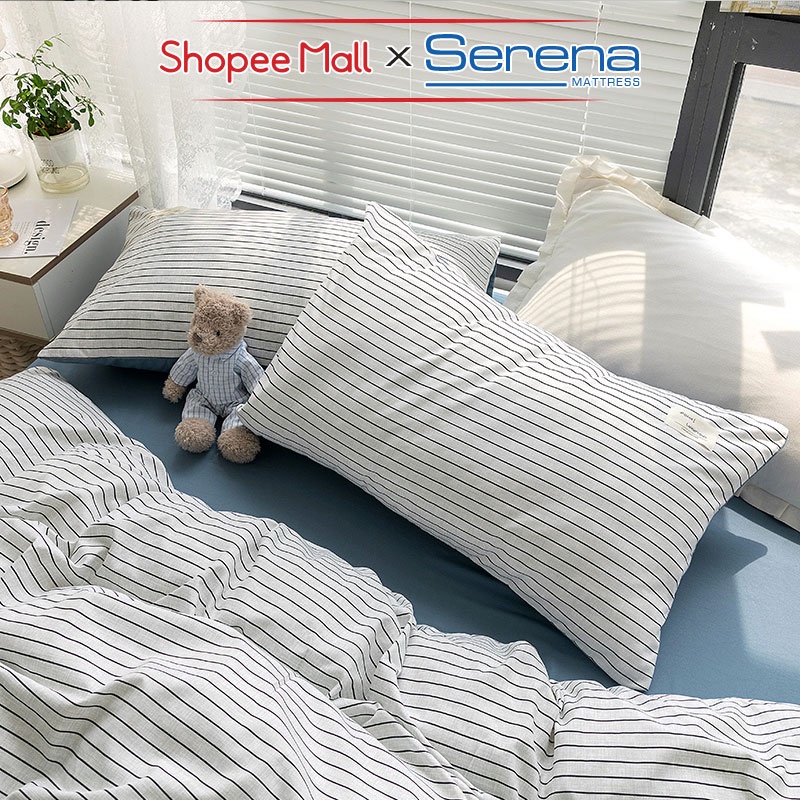 Bộ Drap Giường 5 Món Cotton Tici SERENA Chính Hãng Set Vỏ Chăn Ga Grap Gối Nệm Đệm Trần Bông Trải Phủ Giường Cao Cấp