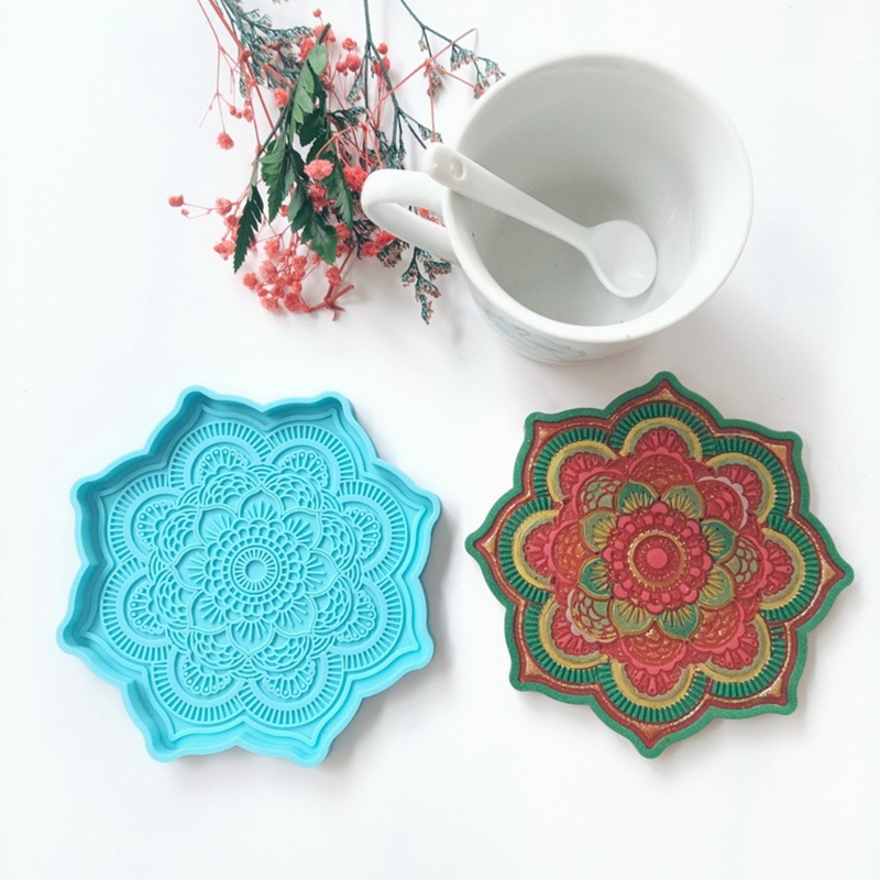 Khuôn Silicon Làm Đế Lót Ly Họa Tiết Mandala Sáng Tạo