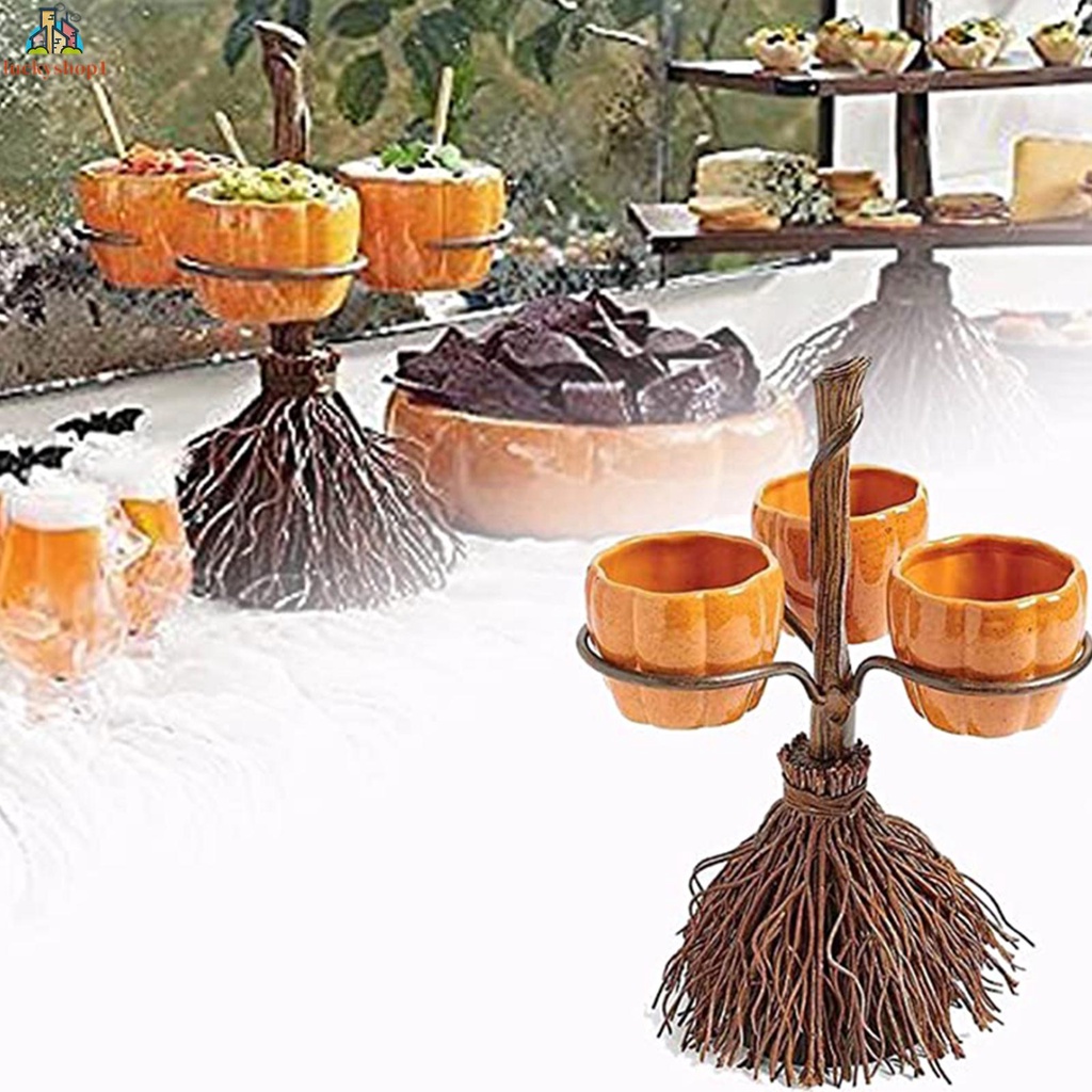 1 Bộ Chén Và Giá Đỡ Hình Bí Ngô Dùng Đựng Kẹo / Snack Trong Dịp Halloween