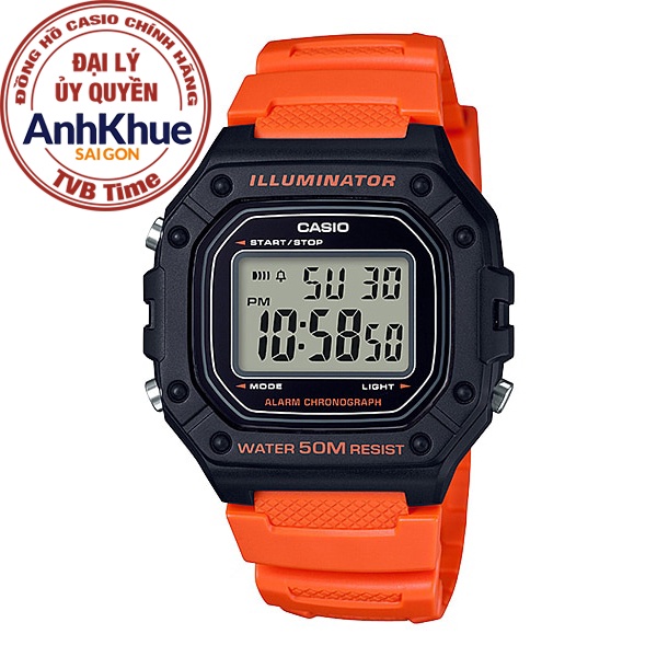 Đồng hồ nam dây nhựa Casio Standard chính hãng Anh Khuê W-218H-4B2VDF (43mm)