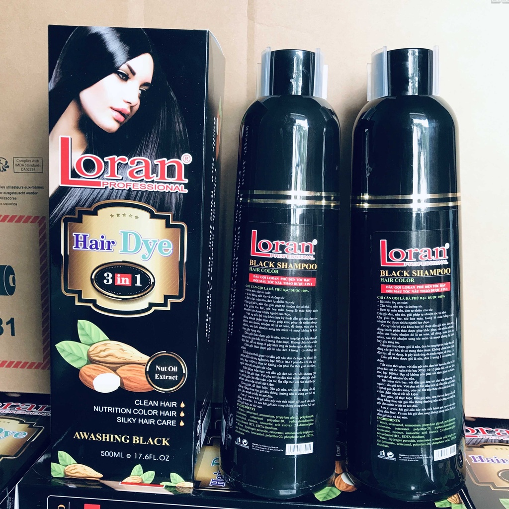 Dầu gội phủ bạc nhuộm đen tóc LORAN 500ml | Gội đen tóc thảo dược | Hàng Việt Nam chính hãng 100%