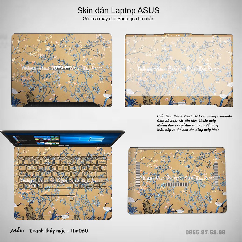 Skin dán Laptop Asus in hình Tranh thủy mặc nhiều mẫu 3 (inbox mã máy cho Shop)