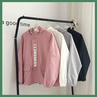 Áo Khoác Dù Gió 2 Lớp Unisex Nam Nữ Oversize Viền Chữ Tiếng Nhật - La mode