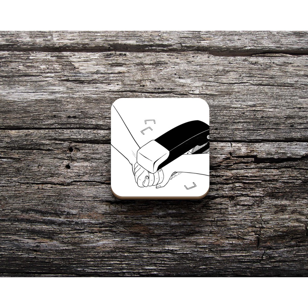 Miếng lót ly uống nước chống thấm nước bảo vệ bàn khỏi đồ uống in hình dễ thương bằng gỗ in hình Nev