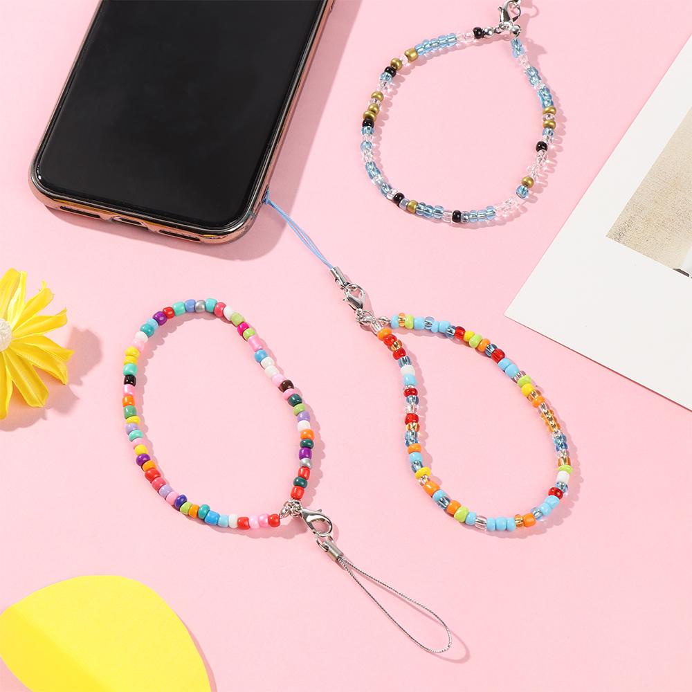 MAYSHOW Universal Mobile Chain Colorful Phone Bracelet Phone Charm Strap for Keys Gift Lanyard Girls Lady Phone Case Hanging Cord Acrylic Bead