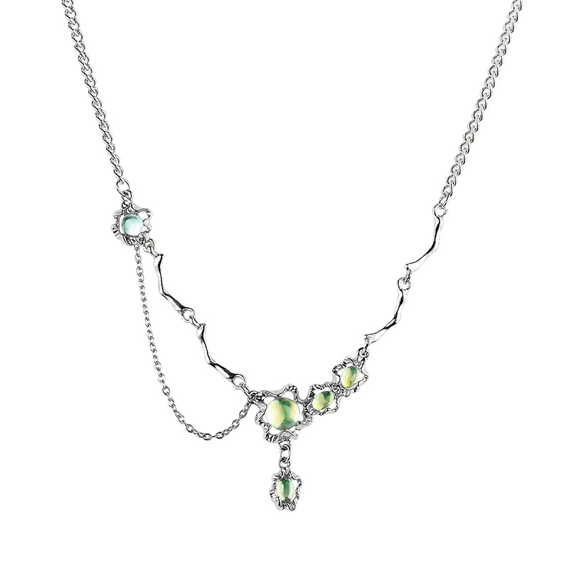 Vòng cổ Mặt Đá Mặt Trăng Hình Giọt Nước Phong Cách Harajuku Hiphop