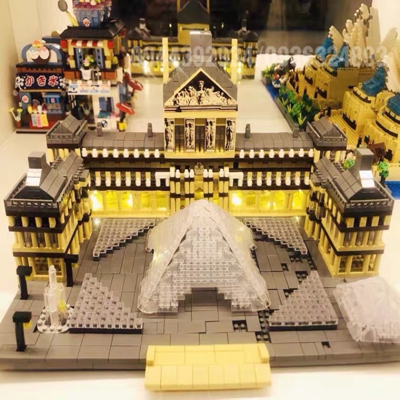 Bộ đồ chơi xếp hình lắp ráp kiến trúc- viện Bảo tàng Louvre Pháp 3377 mảnh ghép đồ chơi xếp hình nanoblock