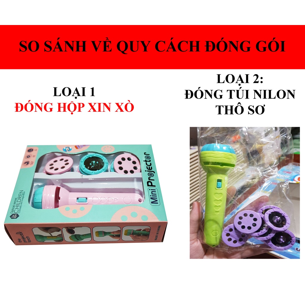 Đèn pin chiếu hình cho bé gồm 80 hình đáng yêu - Bảo hành 6 tháng