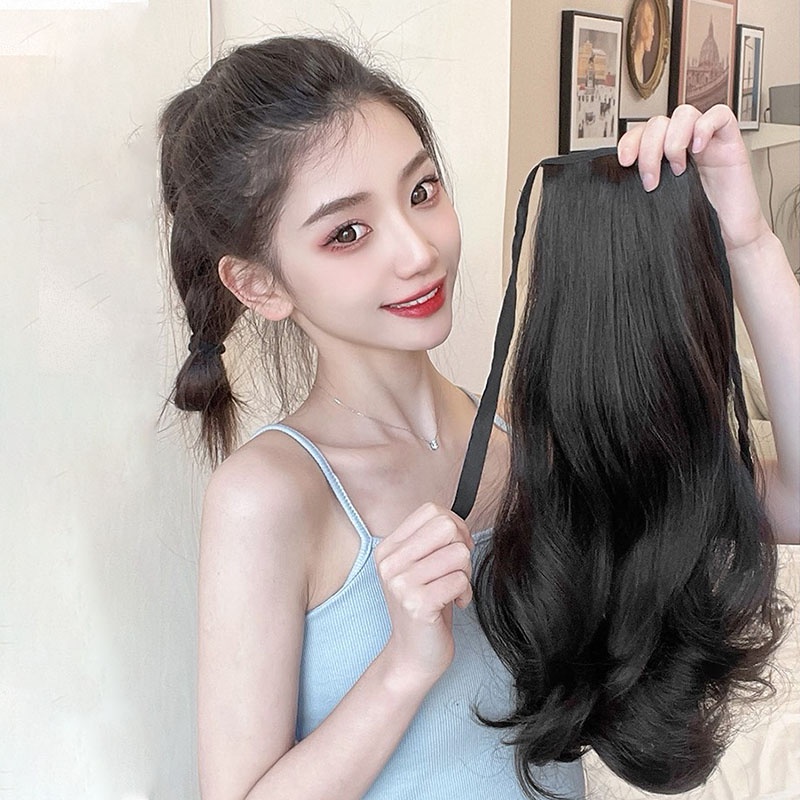 Tóc Giả Đuôi Ngựa Uốn Xoăn Nhẹ Bằng Sợi Tổng Hợp Tự Nhiên Siêu Bền Thoáng Khí Tạo Kiểu Gợn Sóng Tự Nhiên Cho Nữ