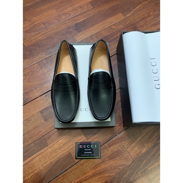 Giày lười nam G u c c i, giày moca da thật đế cao su non, lót da. Hàng super fullbox thẻ bill