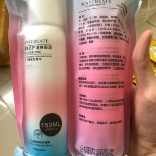 Xịt Chống Nắng Trắng Da Maycreate 150ml