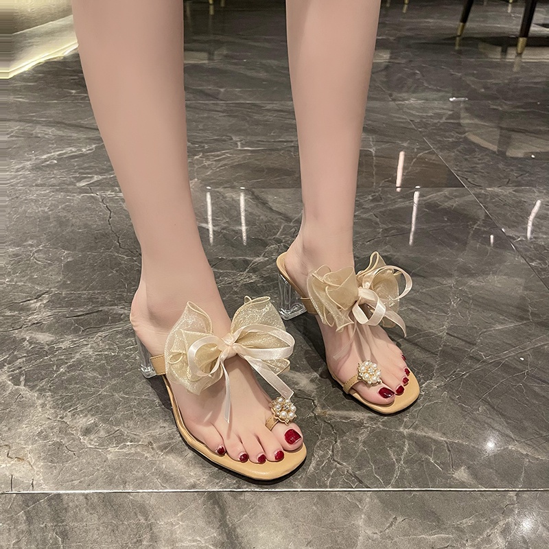 💗Dép Cao Gót Dép đế cao 💗 Dép Nữ  Đính Nơ Thời Trang Nữ