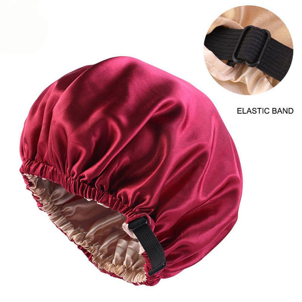 FAY Mũ Trùm Đầu Bằng Lụa Satin Đính Nút Điều Chỉnh Được Chăm Sóc Tóc