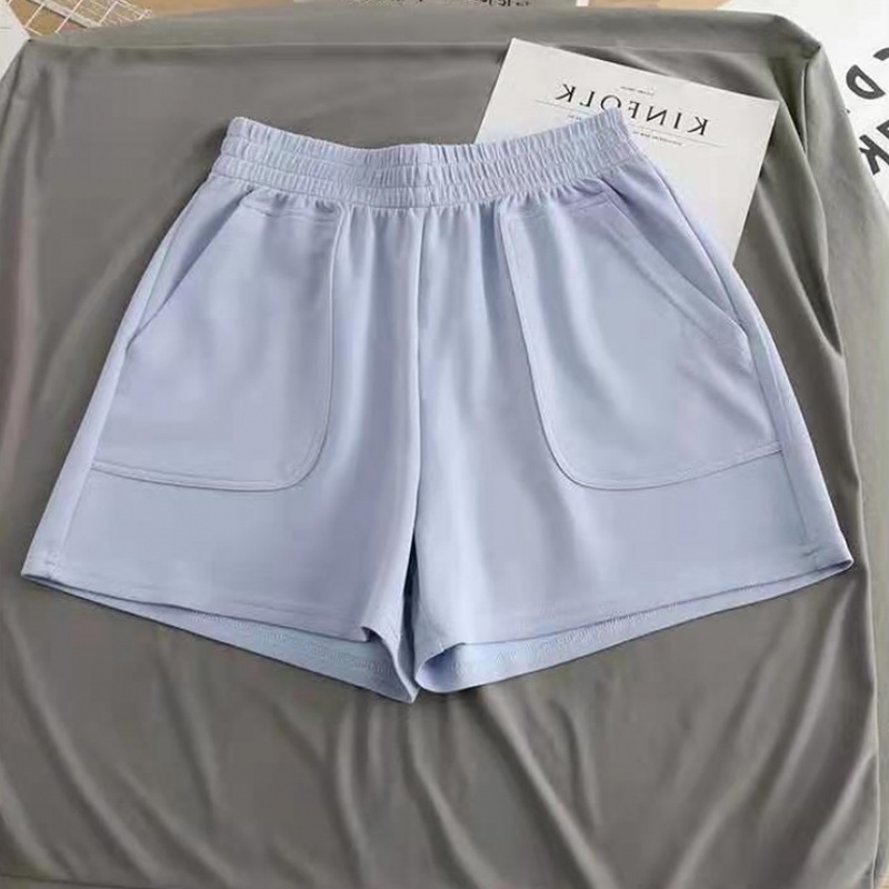 Hàng Có Sẵn Quần Short Thể Thao cotton Lưng Cao Ống Rộng Màu Trơn Kiểu Hàn Quốc Cho Nữ Chạy Bộ
