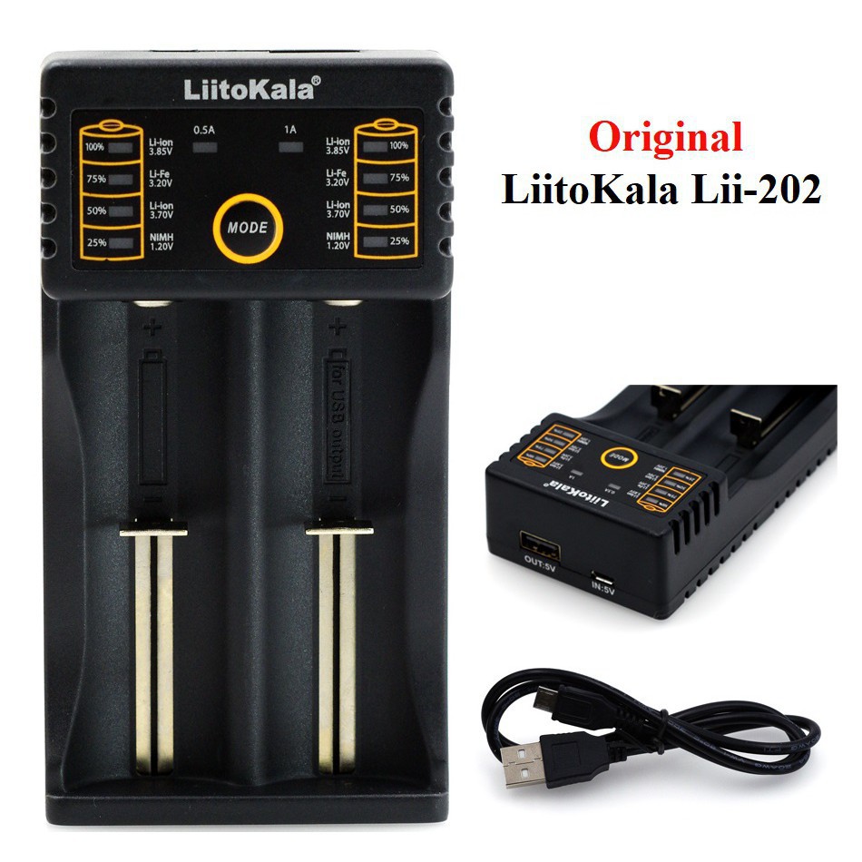 SẠc Pin Đa Năng Liitokala  Tự Động Chọn Dòng 3.7v Hoặc 1.5v & Ngắt Khi P