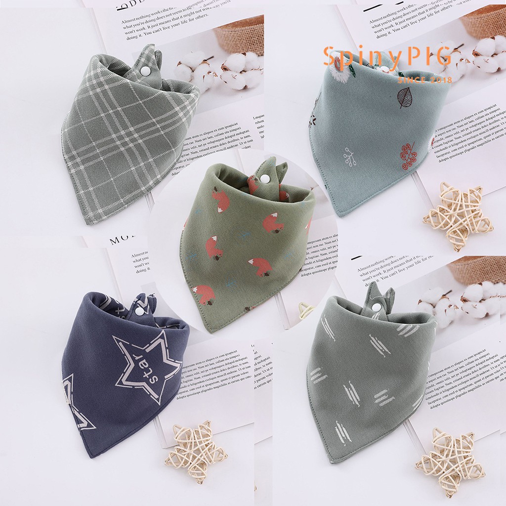 Set 5 chiếc yếm tam giác cho bé 100% cotton cực kỳ mềm mại 2 nấc cúc bấm dễ điều chỉnh nhiều màu sắc