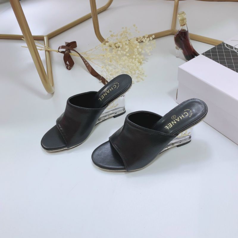 B(ẢNH THẬT) Guốc 8p Đế Xuồng Mica Da Mềm Êm Fullbox Bill Túi Hãng Cao Cấp