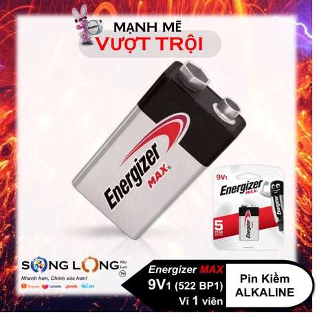 PIN 9V ENERGIZER MAX ALKALINE (PIN Kiềm) 9 Volts Chính Hãng - Vỉ 1 viên - Nhập khẩu chính hãng Malaysia