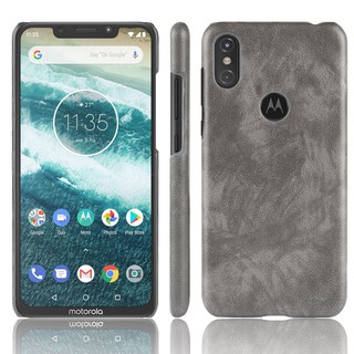 Ốp điện thoại chất liệu nhựa + da PU chống trượt cho Motorola Moto One Power