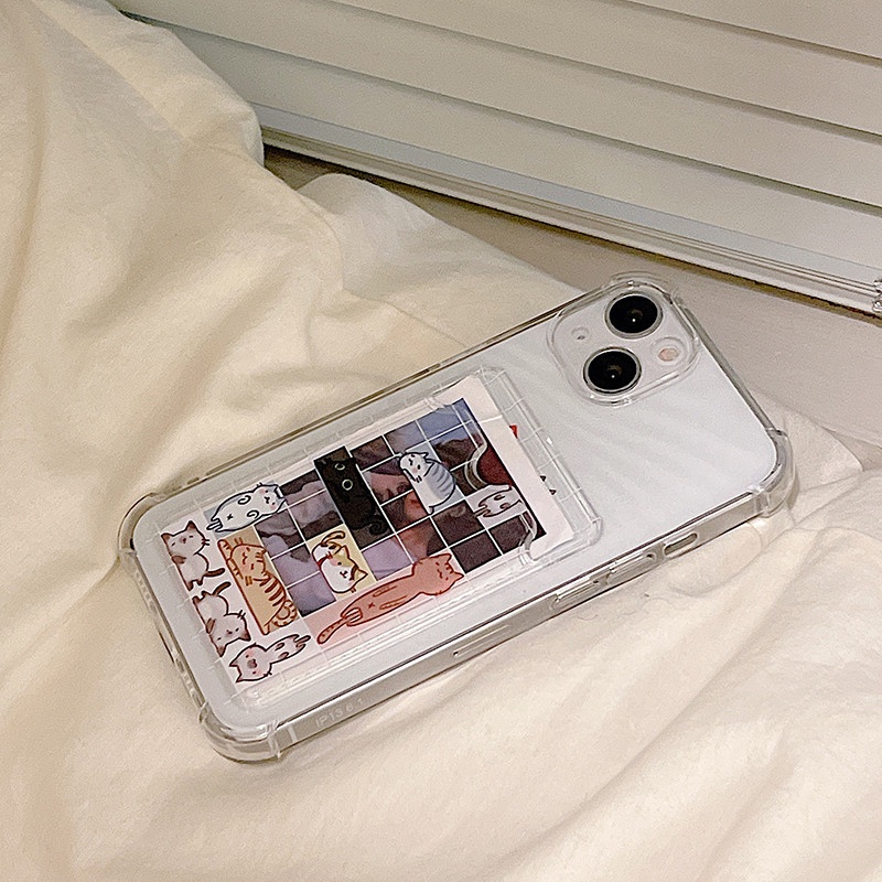 Ốp lưng IPhone trong túi đựng thẻ ảnh mèo lười 6/6s/6plus/6splus/7/7plus/8/8plus/xs/11/12/13/14/pro/max/plus/promax TT12