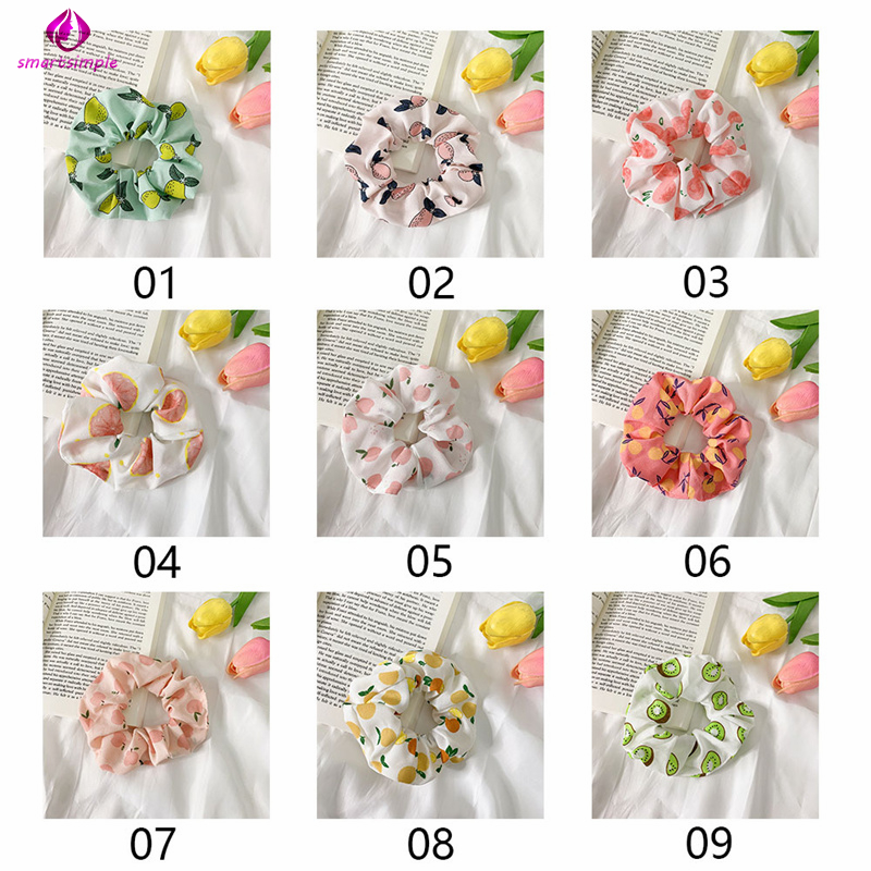 Dây Buộc Tóc Vải Nhún Độ Co Giãn Cao Họa Tiết Trái Cây Màu Sắc Dễ Thương