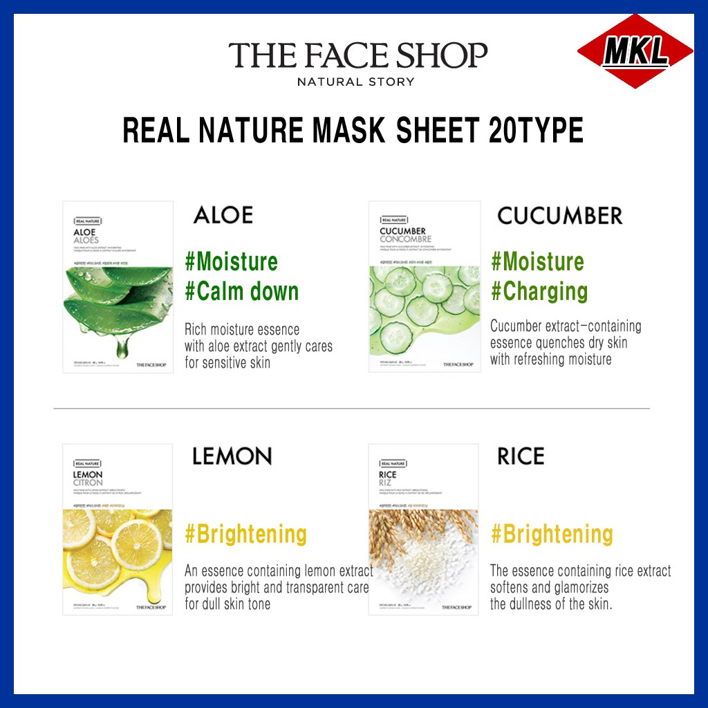 [Hàng mới về] Mặt Nạ Tự Nhiên The Face Shop 20 Loại Tùy Chọn | BigBuy360 - bigbuy360.vn