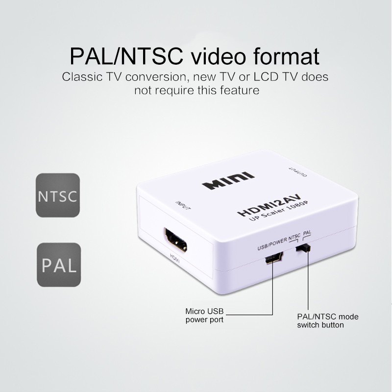 Convertor - HDMI to RCA - Thiết bị Chuyển đổi HDMI sang AV/CVSB L/R hỗ trợ Video 1080P HDMI2AV NTSC PAL