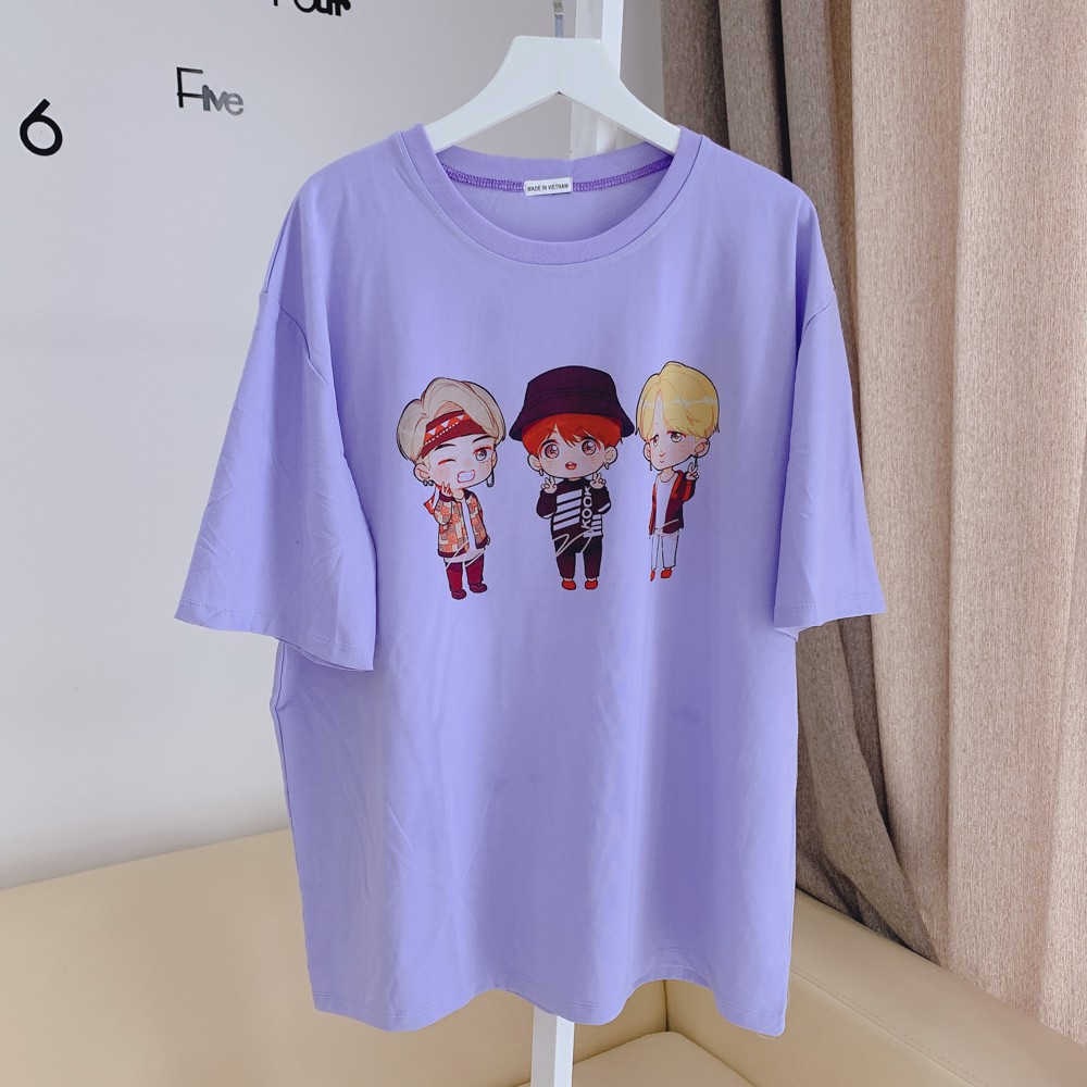 [CHỦ ĐỀ CHIBI BTS - BLACKPINK] Áo thun tay lỡ form rộng Unisex (Freesize)  Áo thun thiết kế chất liệu thun co giãn 4 chi