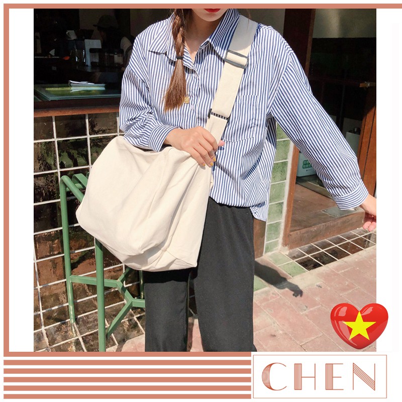 Túi tote đeo chéo vải canvas dung tích lớn dùng đi chơi đi du lịch rẻ đẹp TX27