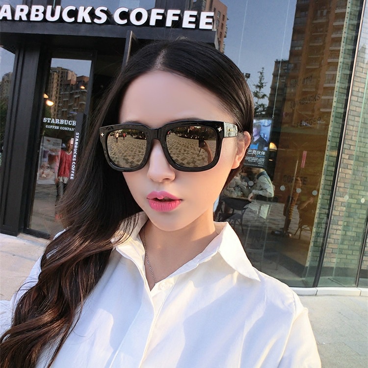 Kính râm màu đen dáng vuông lớn UV400 đeo khi lái xe đạp thời trang cho nam và nữ