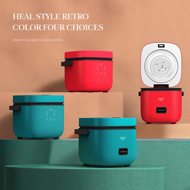 Nồi Cơm Điện Mini Đa Năng JIASHI Bếp Nhỏ1-2 Người Nồi Người Quy mô lót 0.8L Tặng đồ múc cơm + lồng hấp