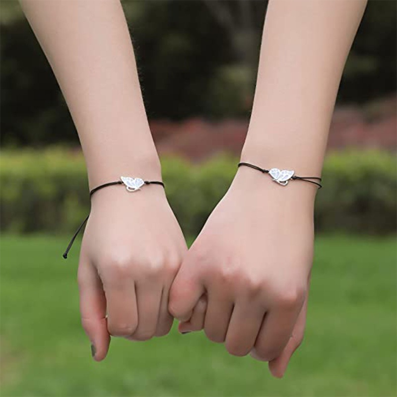 Set 2 Vòng Tay Dây Bện Gắn Thẻ Thủ Công Hình Bướm Thanh Lịch