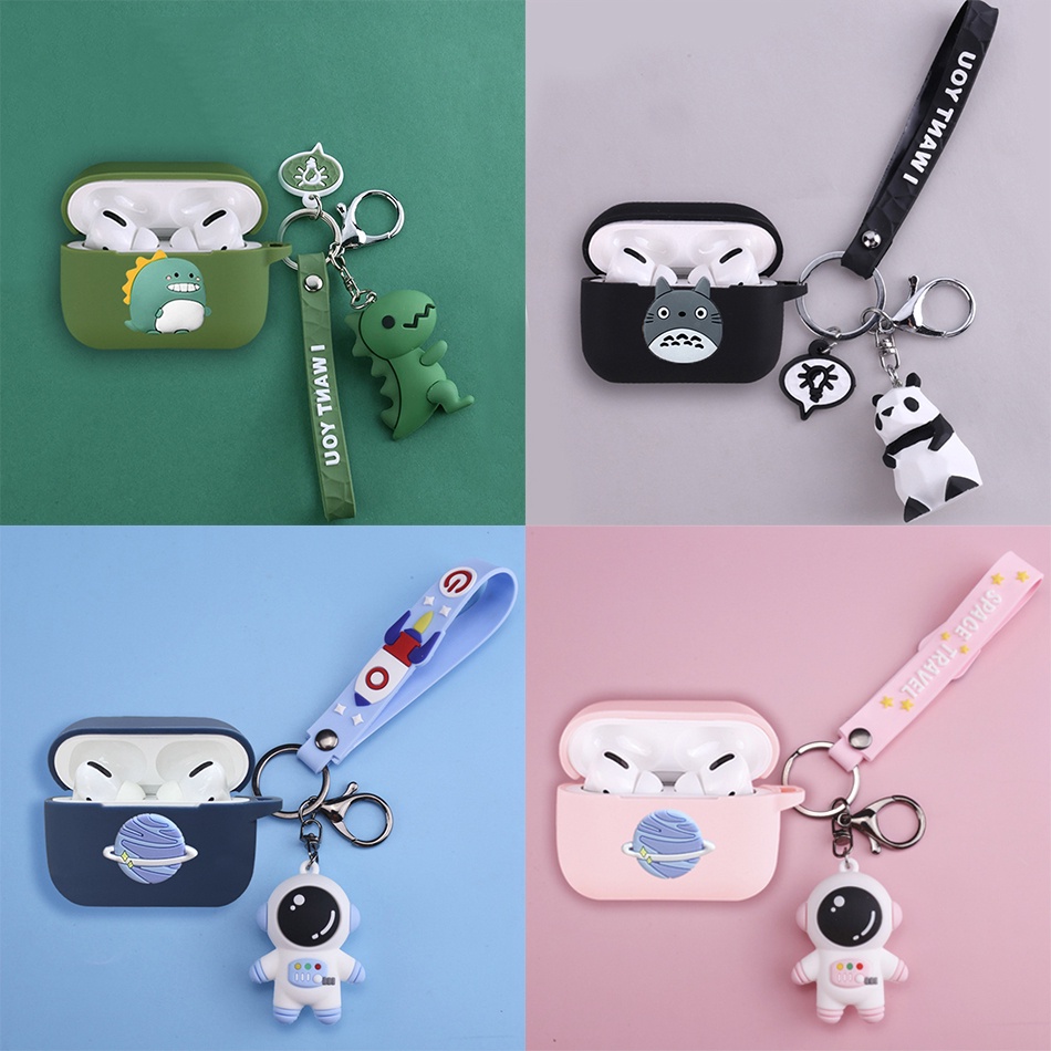 Vỏ Bảo Vệ Hộp Sạc Tai Nghe Xiaomi redmi Buds 3 lite Bằng Silicon Hình Phi Hành Gia/ Chú Khủng Long Có Móc Khóa redmi buds3 lite