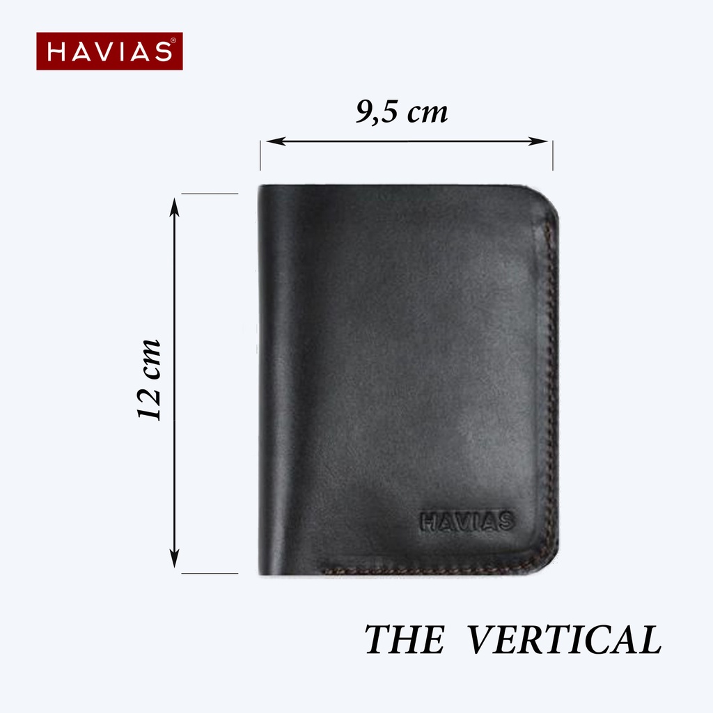 Ví Da Đứng Vertical Handcrafted Wallet HAVIAS - Xanh Navy