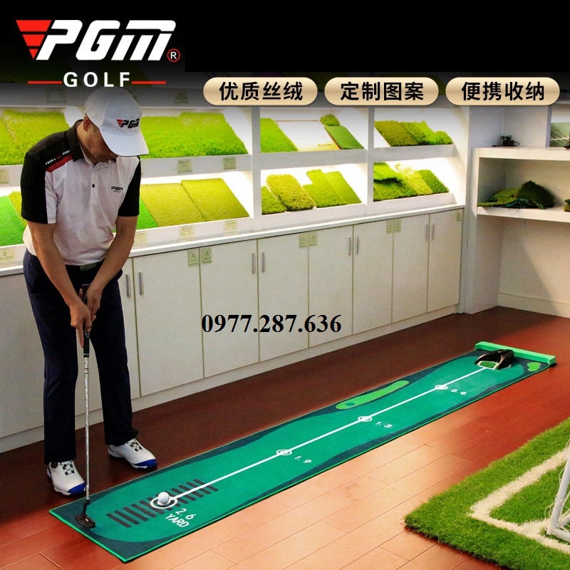 Thảm tập đánh golf Putting Mat PGM trong nhà di động chất liệu thảm nhung mềm mịn bền đẹp cao cấp TT007